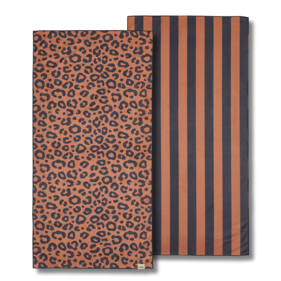 Serviette microfibre Marron noir, Léopard ligné.