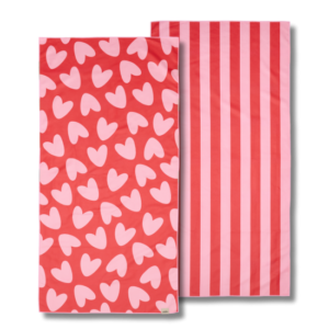 Serviette microfibre Rose rouge, Coeur ligné.