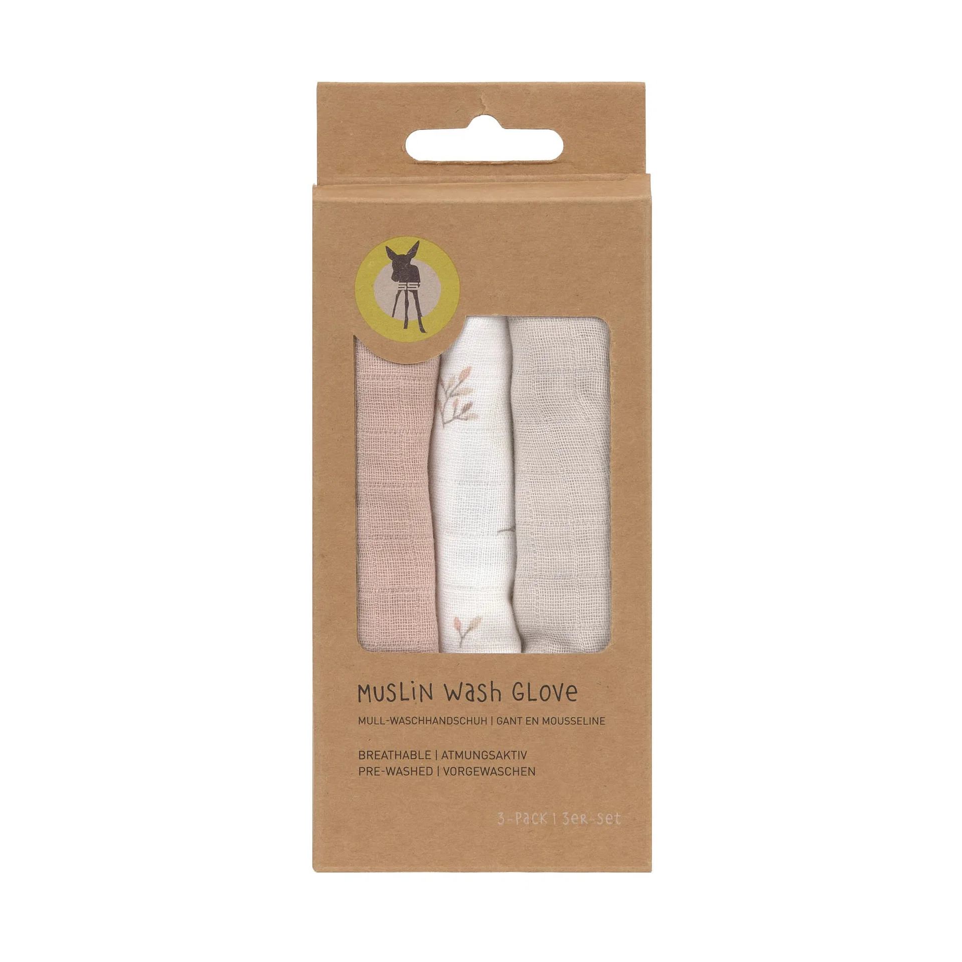 Gants de toilette en mousseline (3pcs), Feuilles. - Image 5