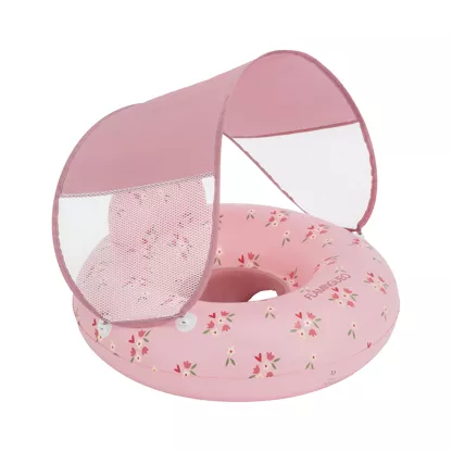 Bouée Siège bébé gonflable avec pare soleil (rose).