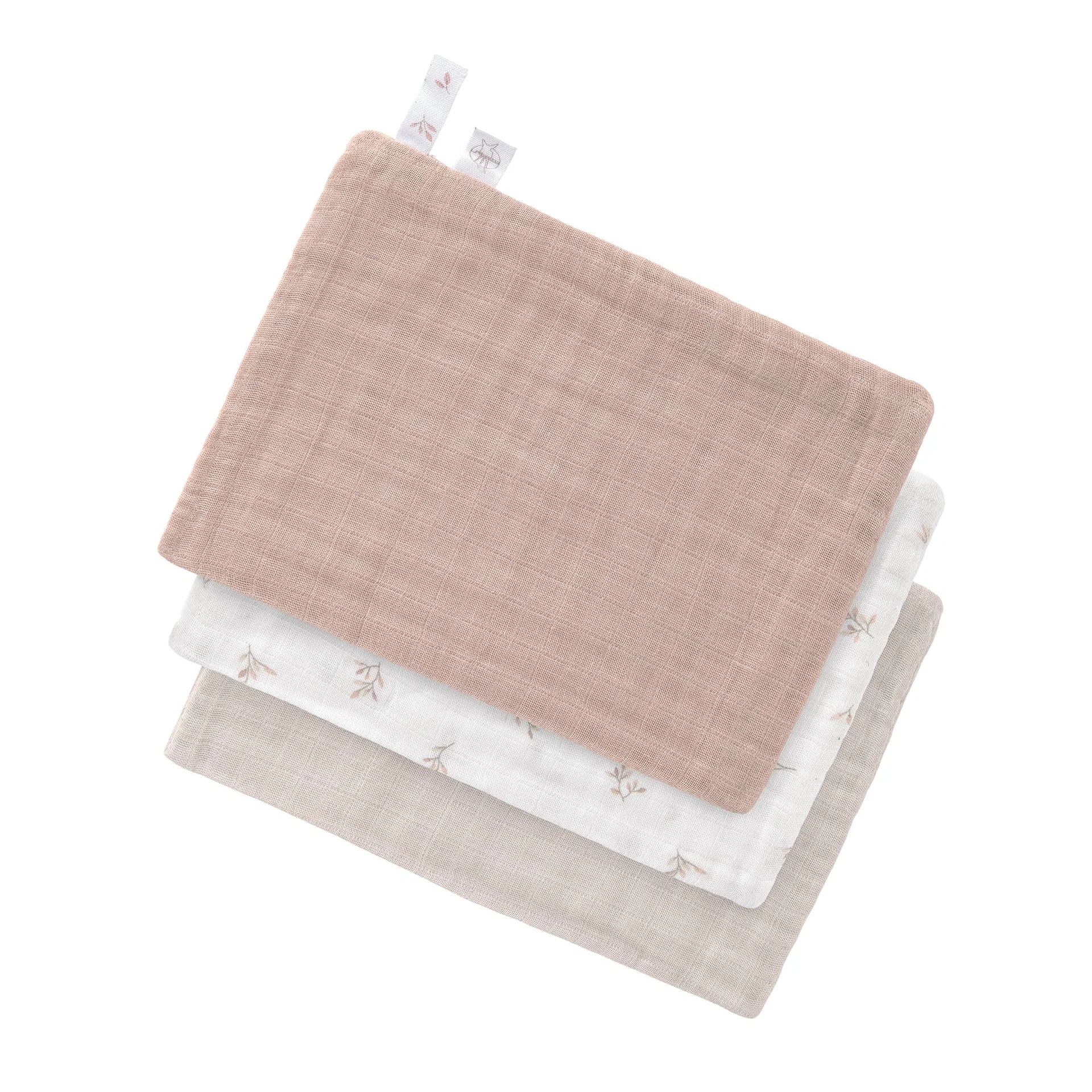Gants de toilette en mousseline (3pcs), Feuilles.