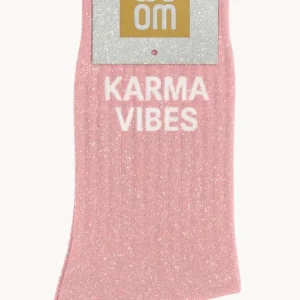 Chaussettes à Paillettes « Karma Vibes » Rose – Taille 36-40.