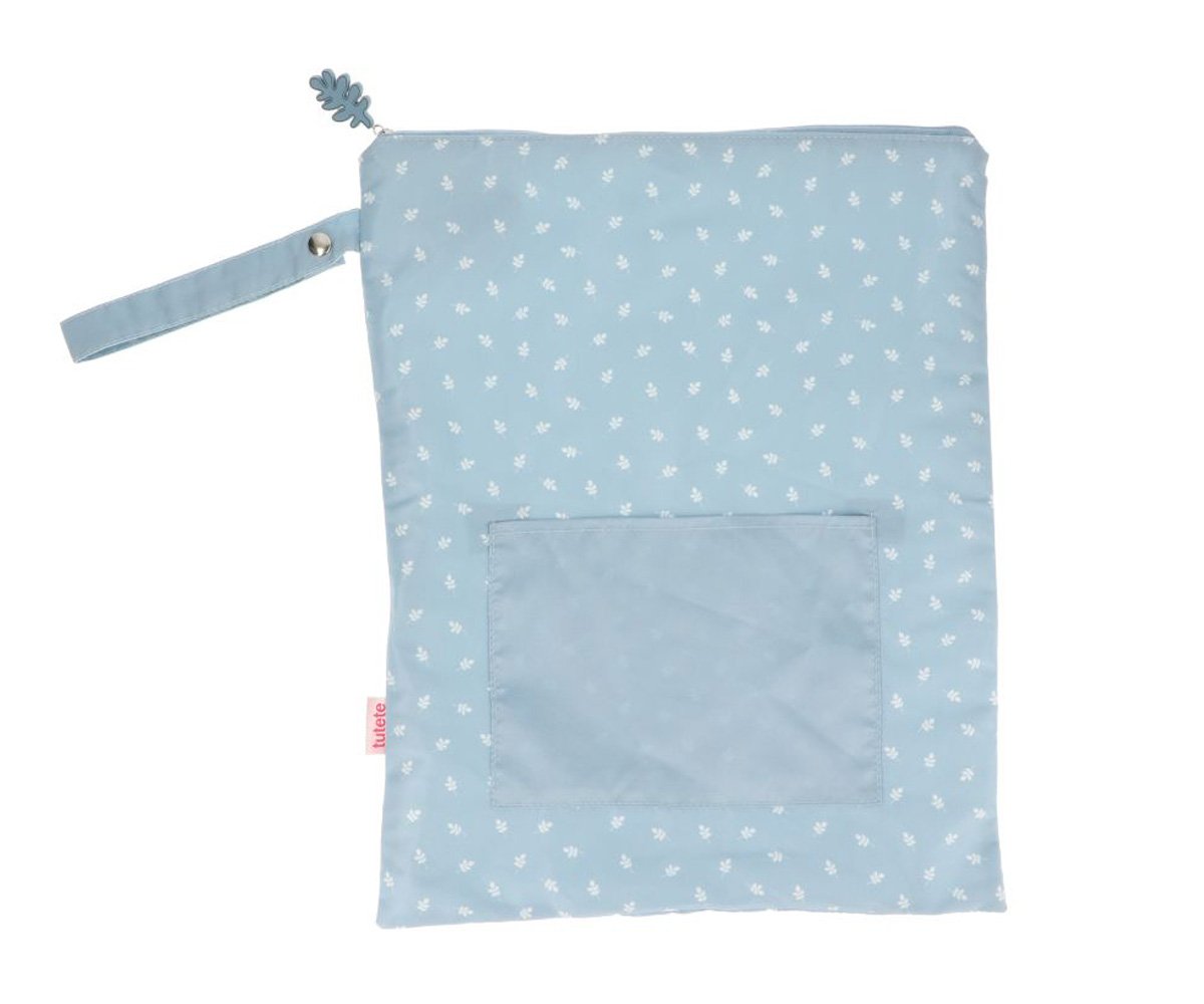 Grande pochette étanche pour transporter vêtements (Leaves Bleu).
