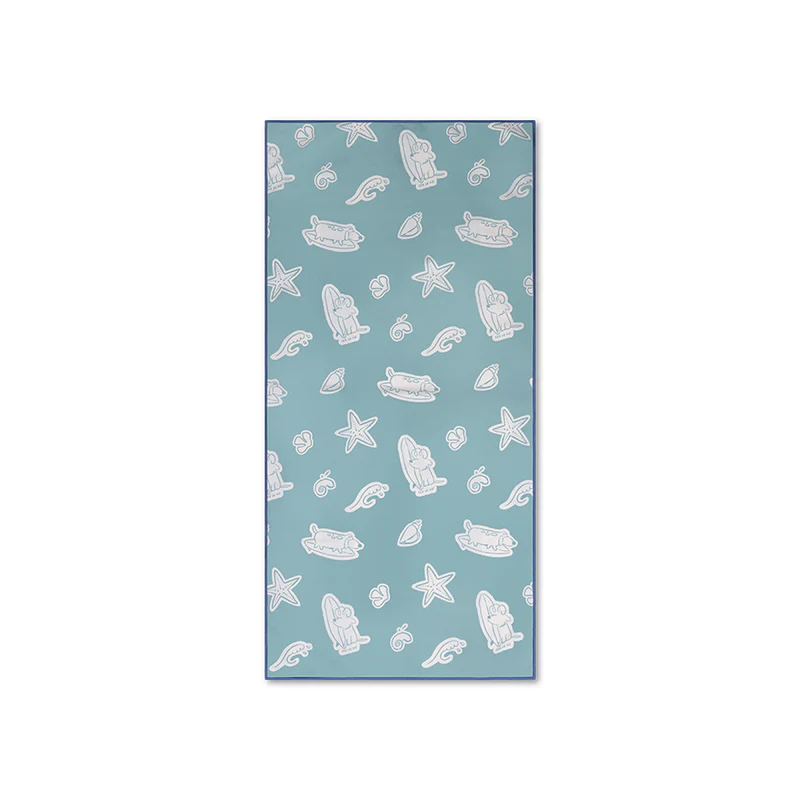Serviette de plage en microfibre verte Motif chiens surfeurs - 135 x 65 cm. - Image 3