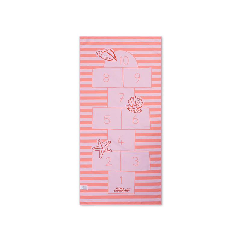 Serviette de plage en microfibre rose à motif coquillages - 135 x 65 cm. - Image 2