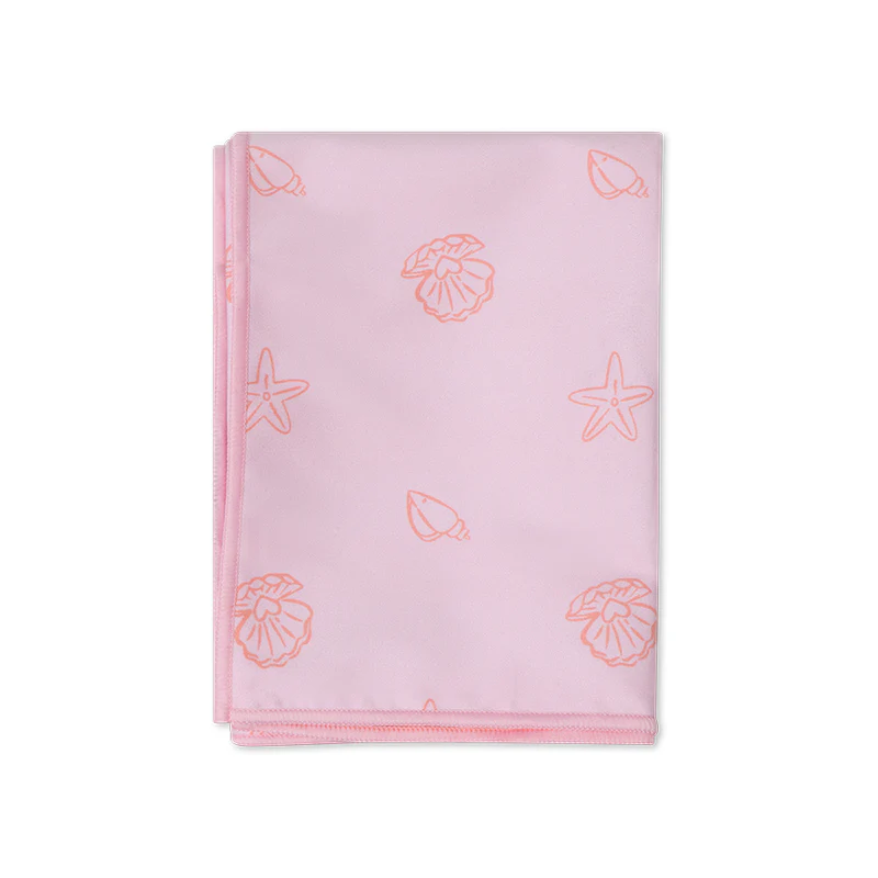 Serviette de plage en microfibre rose à motif coquillages - 135 x 65 cm. - Image 3