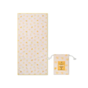Serviette de plage en microfibre Jaune L&rsquo;amour au soleil – 135 x 65 cm.