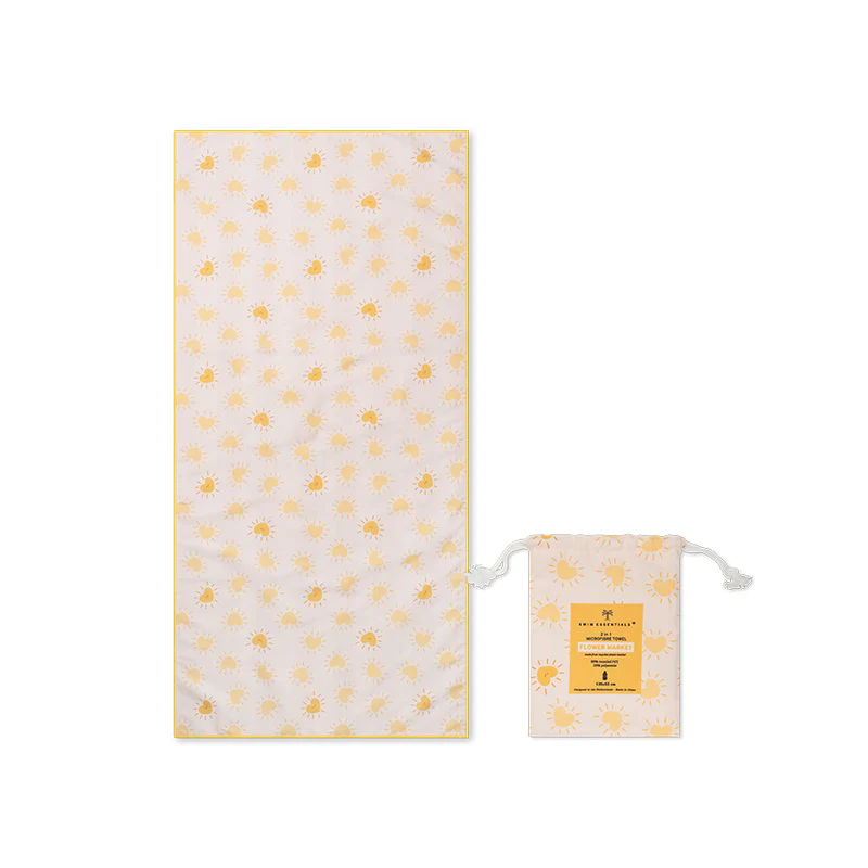Serviette de plage en microfibre Jaune L'amour au soleil - 135 x 65 cm.