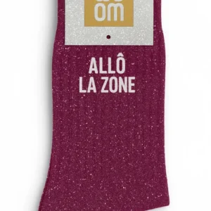 Chaussettes à Paillettes « Allô la Zone » Violet (Collection Jul) – Taille 36-40.