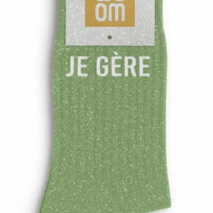 Chaussettes à Paillettes « Je Gère » Vert Amande – Taille 36-40.
