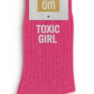 Chaussettes à Paillettes « Toxic Girl » Fuchsia – Taille 36-40.