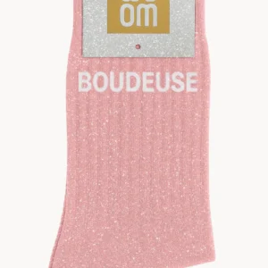 Chaussettes à Paillettes « Boudeuse » Rose – Taille 36-40.