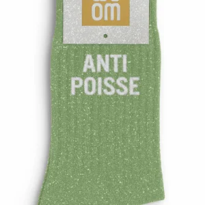 Chaussettes à Paillettes « Anti Poisse » Vert Amande – Taille 36-40.