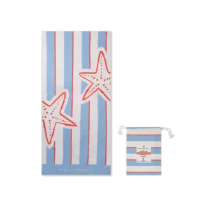 Serviette de plage en microfibre multicolore Motif « Pêche du jour » – 180 x 90 cm.