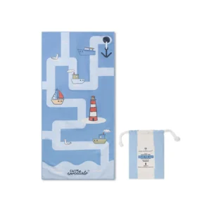 Serviette de plage en microfibre Seas The Day Bleue – 135 x 65 cm.