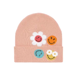 Bonnet Enfants – Coton Bio SmileyWorld®, Rose (taille 48-52cm, 1-3ans).