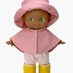 Minikane Poupée Mini Pancha, Prunelle et son ensemble de pluie rose.