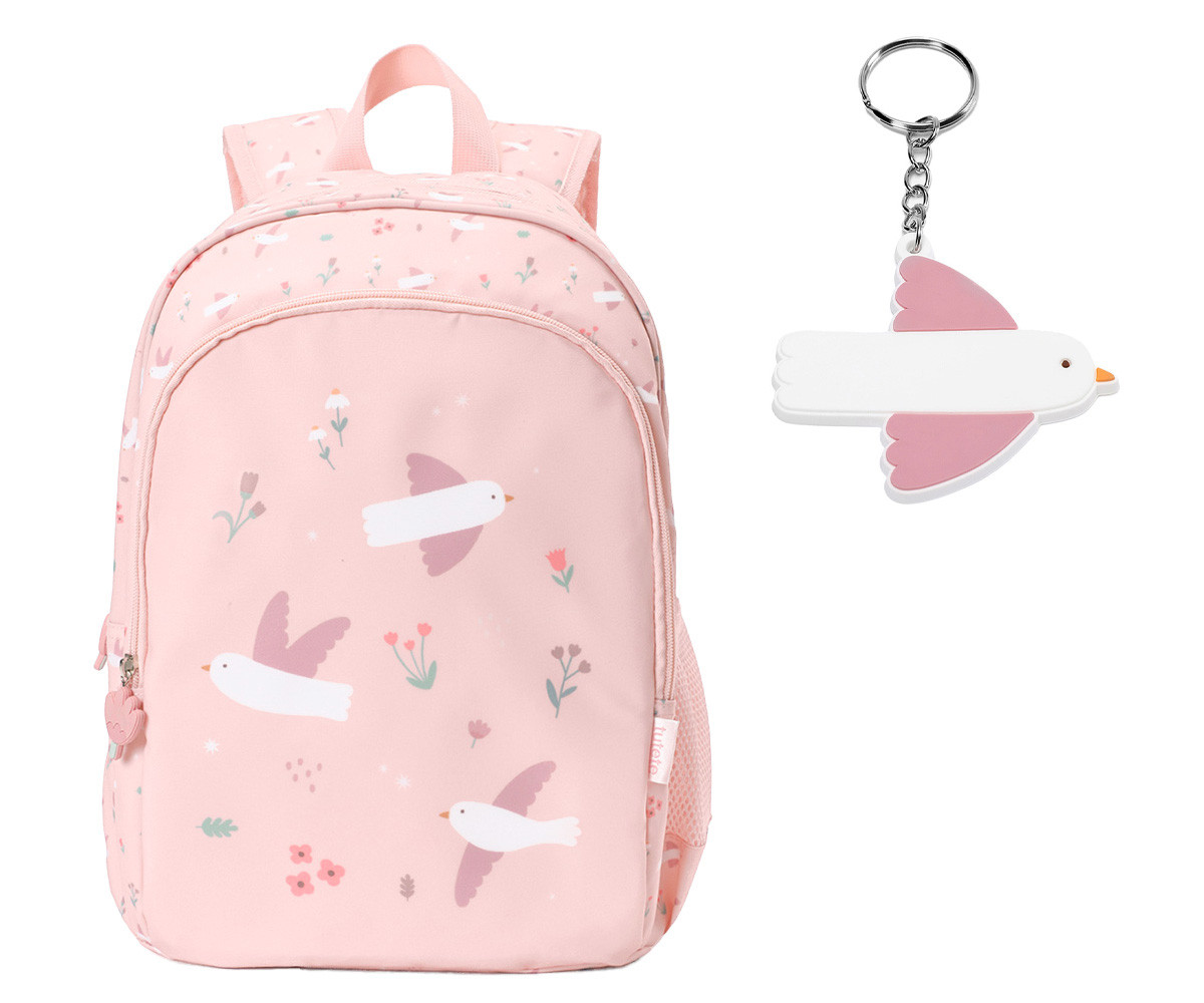 Sac à dos moyen Blossom Birds + porte-clés personnalisable.