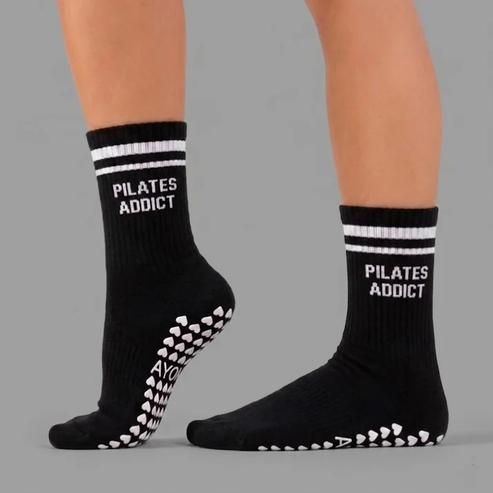 Chaussettes antidérapantes Ayona Noir – Pilates Addict. - Image 2