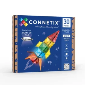 CONNETIX Tuiles magnétiques lumineuses et fusée, 30 pièces.