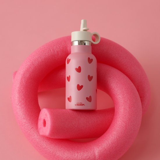 Gourde acier inox, rose coeurs rouges 350ml. - Image 2