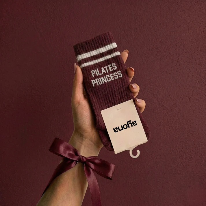 Chaussettes antidérapantes Ayona Bordeaux – Pilates Princess.