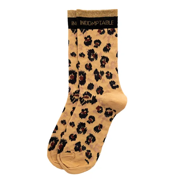 Chaussettes hautes fantaisie lurex "INDOMPTABLE" – léopard.