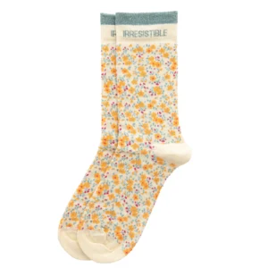 Chaussettes hautes fantaisie lurex « IRRÉSISTIBLE » – liberty orange.