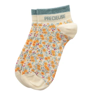 Chaussettes sneakers fantaisie lurex « PRÉCIEUSE » – liberty orange.