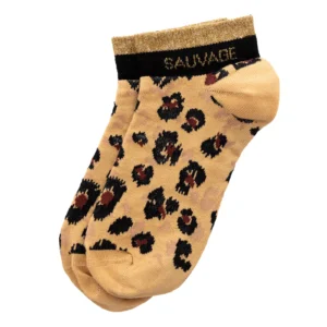 Chaussettes sneakers fantaisie lurex « SAUVAGE » – léopard.