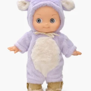 Minikane Poupée Mini Pancha Alice en Fantasia et sa tenue de faon lila.