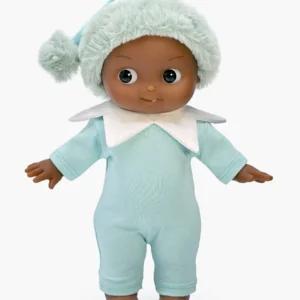 Minikane Poupon Mini Pancha, Arsène en fête et sa tenue de lutin menthe.