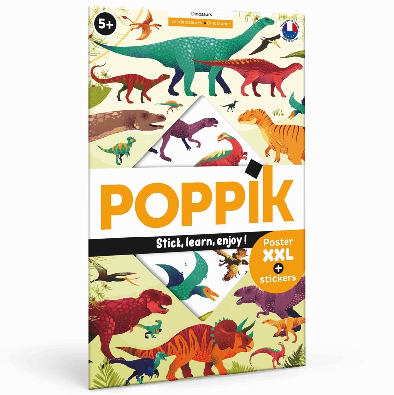Poster en stickers dinosaures, activite educative | Poppik.