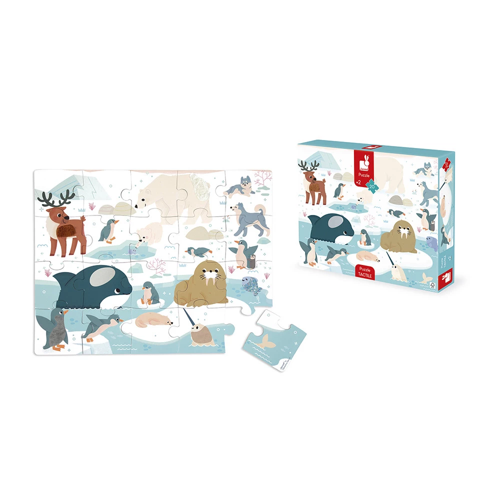 Puzzle Tactile 'Animaux Polaires' 20 pièces - Janod. - Image 8