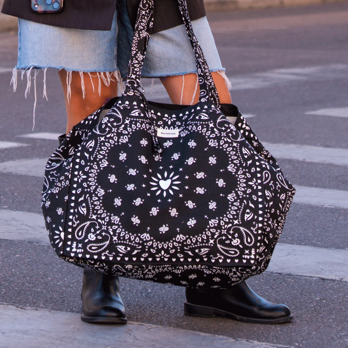 Cabas XXL Bandana Noir - Mon petit Léon.