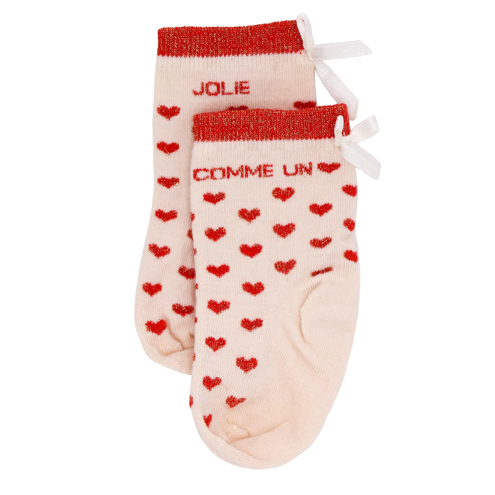 Chaussettes bébé cœurs bambou "Jolie comme un cœur" Rouge 6-18M.