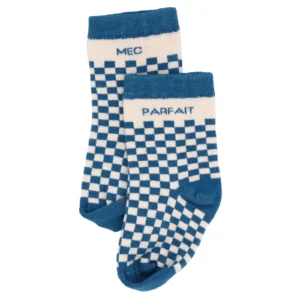 Chaussettes bébé damier bambou « Mec Parfait » Pierre bleue 6-18M.