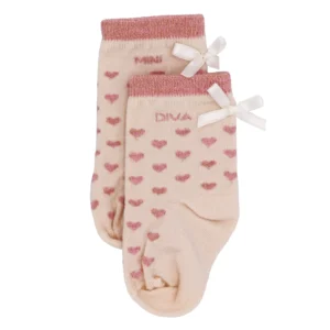 Chaussettes bébé cœurs bambou « Mini Diva » Pétale 6-18M.