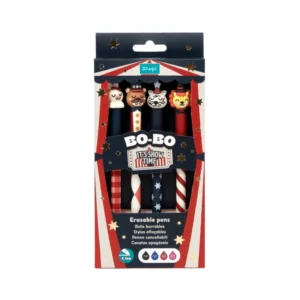 Mr Wonderful – Set de 4 stylos effaçables Bo-Bo Circus- Bunette – Gala – Nutty – Master Simon.