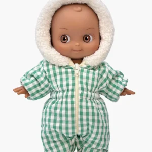 Minikane Poupon Mini Pancha, Noah au ski et sa combinaison Gigi Vichy vert.