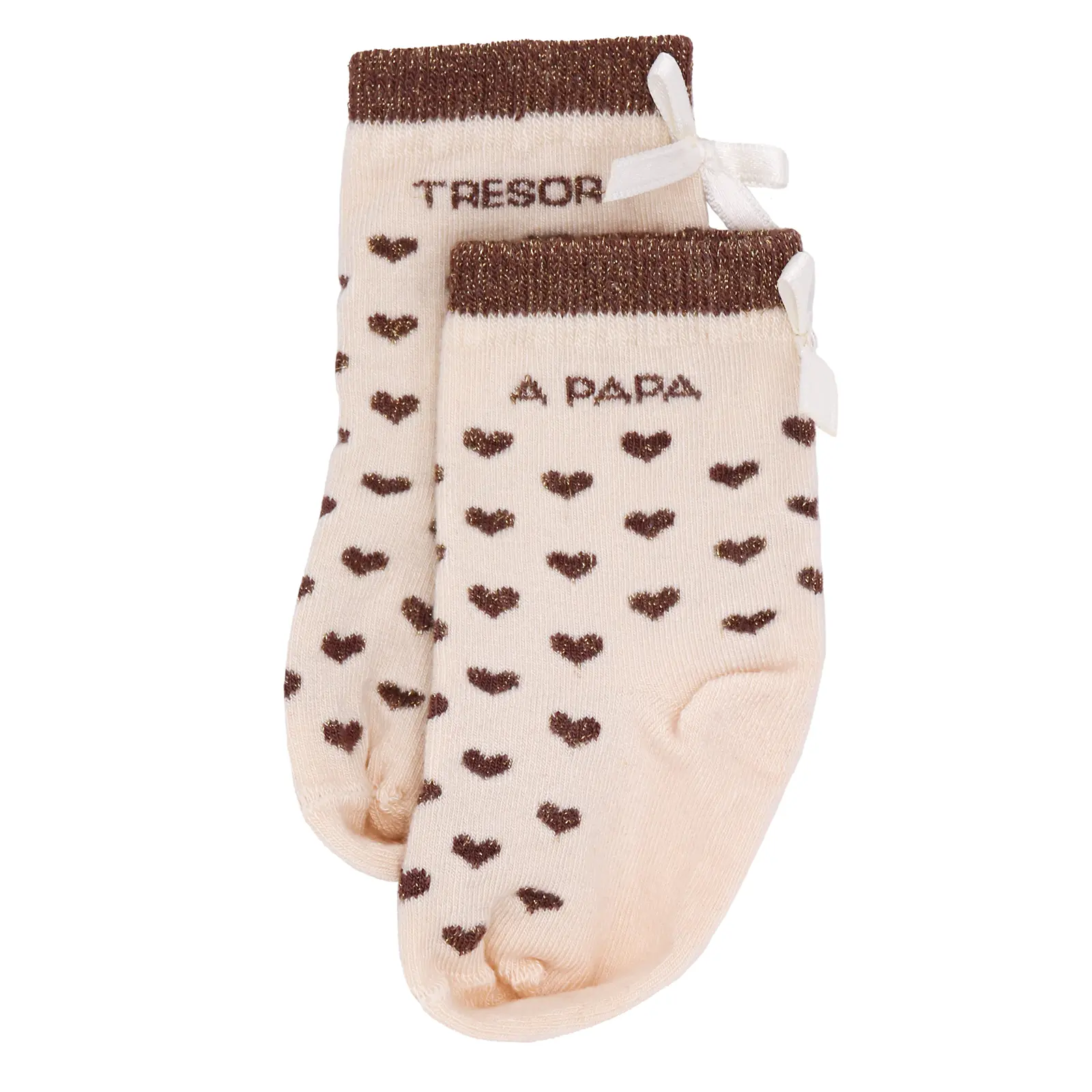 Chaussettes bébé cœurs bambou "Trésor à papa" Mocha 6-18M.