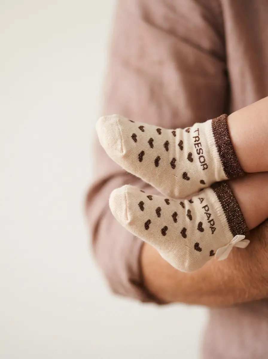 Chaussettes bébé cœurs bambou "Trésor à papa" Mocha 6-18M. - Image 2