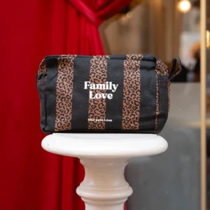 Trousse de toilette coton Rayures Léopard Noir Family Love – Mon petit Léon.